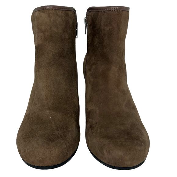 Sofft Brown Leather Ankle Boots Suede Womens 8.5 Boho Chic Fall Heeled Booties - Picture 2 of 9
